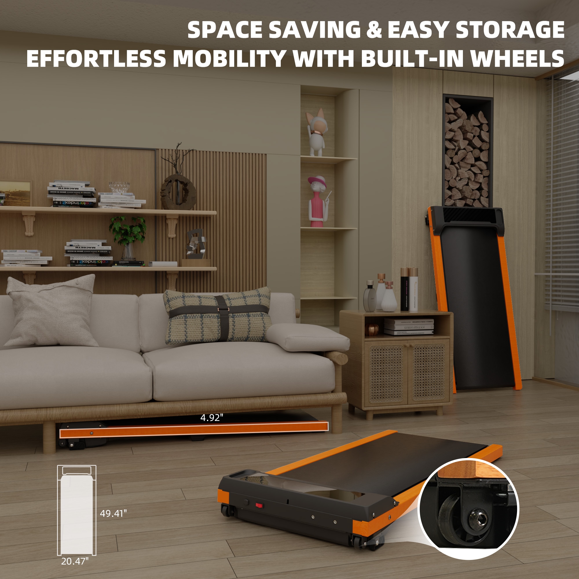 6% Incline Walking Pad Treadmill - Portable Compact Treadmills Under Desk Treadmill, Incline Treadmills For Home Office, Upright Stand, 1HP Portable Treadmill With 220 Lbs Capacity,LED Display_voghion.com